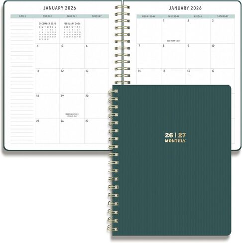 Sweetzer & Orange 2026-2027 Monthly Planner Notebook – 7.5" x 9.5" Two-Year Calendar Planner – January 2026 to December 2027 – Clean Monthly Layout, Sturdy 120gsm Paper, Gold Spiral Binding in Saudi Arabia