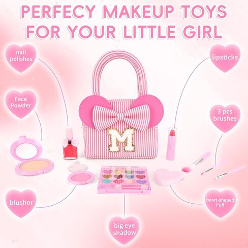 هدايا للفتيات الصغيرات 3 4 5 6 7 8 9 10 سنوات في عيد الميلاد وعيد الحب، ألعاب مجموعة مكياج الأميرة غير السامة لهدايا الفتيات الصغيرات، مكياج Maquillaje para Niñas للأطفال - K in Kuwait