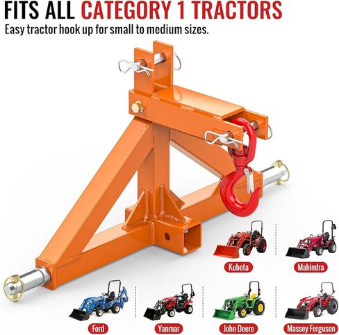 3 Point Trailer Hitch 2" Receiver Quick Hitch Compatible with Towing Hook for Category 1 Tractors, Heavy Duty Towing Hitch Tractor Drawbar Hitch Adapter for BX, Kubota, John Deere, Kioti, Yanmar in Kuwait