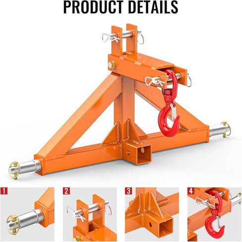 3 Point Trailer Hitch 2" Receiver Quick Hitch Compatible with Towing Hook for Category 1 Tractors, Heavy Duty Towing Hitch Tractor Drawbar Hitch Adapter for BX, Kubota, John Deere, Kioti, Yanmar in Kuwait