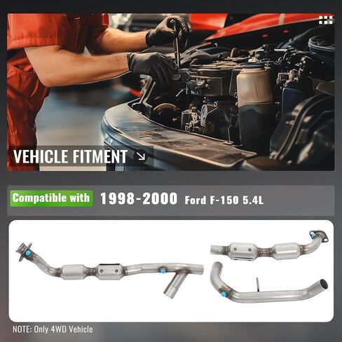 Catalytic Converter Compatible with 1998-2000 Ford F-150 5.4L Only 4WD Vehicle 409 Stainless Steel Silvery in Saudi Arabia