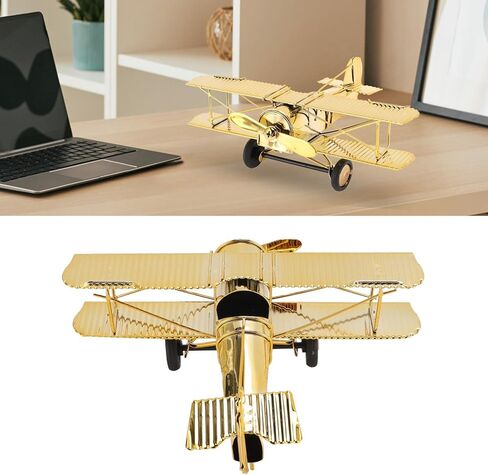 Metal Plane Decoration Vintage Iron Aircraft Model Ornament Retro Design Compact Size for Shelves, Coffee Tables, Aviation Enthusiasts, Iron (7111U-1301 Gold Plated) in Saudi Arabia