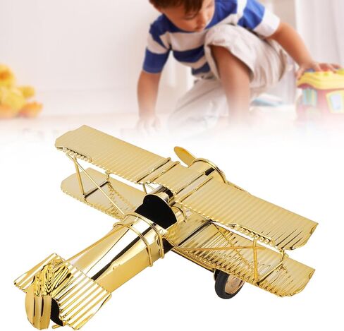 Metal Plane Decoration Vintage Iron Aircraft Model Ornament Retro Design Compact Size for Shelves, Coffee Tables, Aviation Enthusiasts, Iron (7111U-1301 Gold Plated) in Saudi Arabia