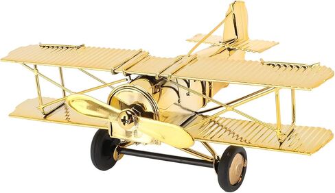 Metal Plane Decoration Vintage Iron Aircraft Model Ornament Retro Design Compact Size for Shelves, Coffee Tables, Aviation Enthusiasts, Iron (7111U-1301 Gold Plated) in Saudi Arabia
