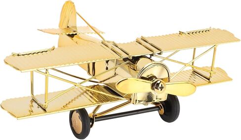Metal Plane Decoration Vintage Iron Aircraft Model Ornament Retro Design Compact Size for Shelves, Coffee Tables, Aviation Enthusiasts, Iron (7111U-1301 Gold Plated) in Saudi Arabia