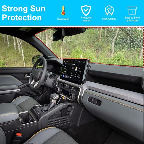 Upgrade Windshield Sunshade for Toyota Tacoma 2024-2025 Front Window Sun Shade Foldable Reflective Sun Visor Custom Sunscreen UV Blocker Privacy Protector HeatShield Keep Your Car Cooler (Silver) in Kuwait
