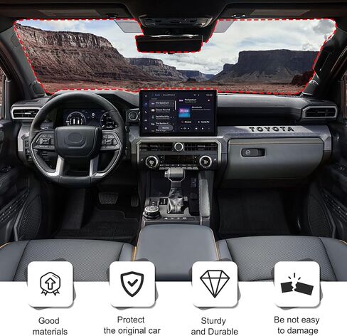 Upgrade Windshield Sunshade for Toyota Tacoma 2024-2025 Front Window Sun Shade Foldable Reflective Sun Visor Custom Sunscreen UV Blocker Privacy Protector HeatShield Keep Your Car Cooler (Silver) in Kuwait