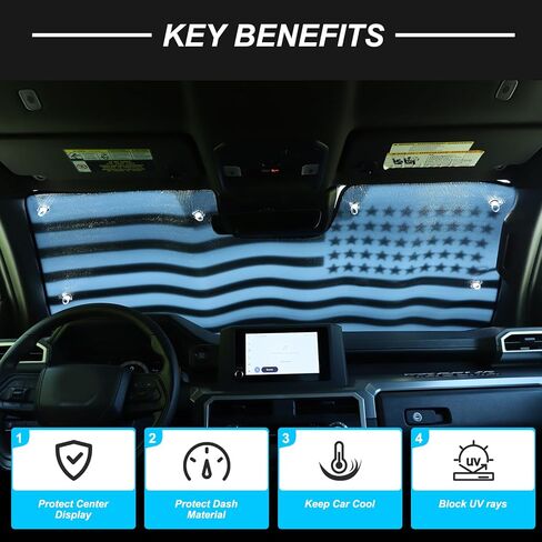 Upgrade Windshield Sunshade for Toyota Tacoma 2024-2025 Front Window Sun Shade Foldable Reflective Sun Visor Custom Sunscreen UV Blocker Privacy Protector HeatShield Keep Your Car Cooler (Silver) in Kuwait