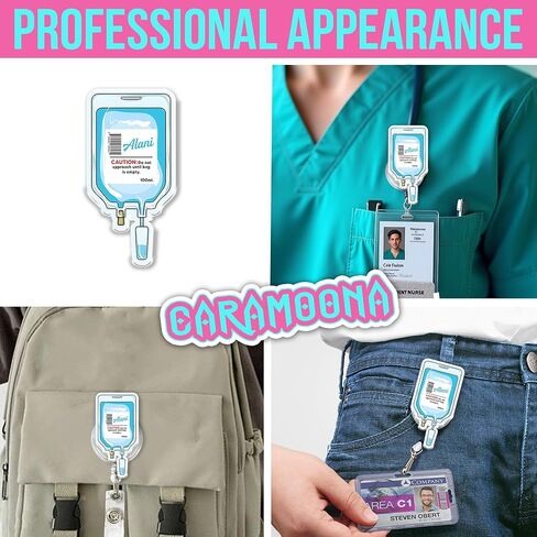 Caution: Do Not Approach Until Bag is Empty Badge Reel Retractable 2 Inches Healthcare, Medical Funny Nurse Alligator Clip/Belt Clip Acrylic Badge Holder Lanyards for Doctor Nursing Id Badges in Saudi Arabia