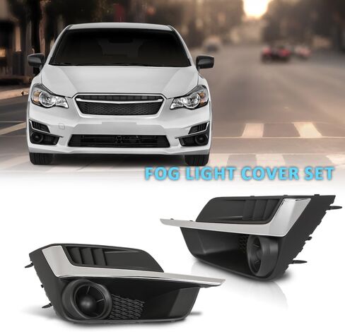 Fog Light Cover Set Compatible with Subaru Impreza 2015-2016 57731FJ400, 57731FJ410, SU1039109, SU1038109 W/Chrome Molding W/O Fog Light Hole in Saudi Arabia
