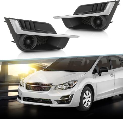 Fog Light Cover Set Compatible with Subaru Impreza 2015-2016 57731FJ400, 57731FJ410, SU1039109, SU1038109 W/Chrome Molding W/O Fog Light Hole in Saudi Arabia