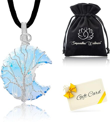 Clear Quartz Tree Of Life Healing Crystal Necklace - Promotes Balance & Clarity. Growth & Abundance in Kuwait