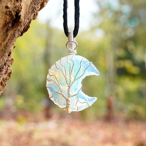 Clear Quartz Tree Of Life Healing Crystal Necklace - Promotes Balance & Clarity. Growth & Abundance in Kuwait