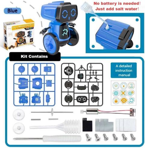 مجموعة روبوت تعمل بالمياه المالحة العلمية، ألعاب هدايا STEM DIY، لا تحتاج إلى بطاريات، تجارب علمية، لعبة إبداعية، حماية البيئة، لعيد الميلاد وأعياد الميلاد والأولاد والبنات (أزرق) in Kuwait