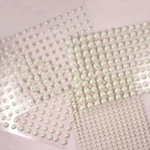 2790Pcs Pearl Stickers, Self Adhesive Pearls Gems Flat Back, 12 Sheets Stick On Pearls for Crafts, Nail, Hair, Face, Eyes, Makeup, Art, Scrapbooking, DIY, Wedding, Assorted Size 3/4/5/6mm in Saudi Arabia