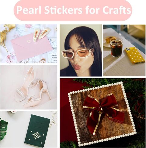 2790Pcs Pearl Stickers, Self Adhesive Pearls Gems Flat Back, 12 Sheets Stick On Pearls for Crafts, Nail, Hair, Face, Eyes, Makeup, Art, Scrapbooking, DIY, Wedding, Assorted Size 3/4/5/6mm in Saudi Arabia
