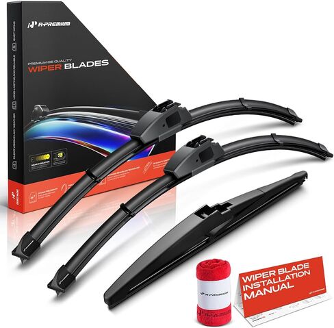 A-Premium Windshield Wiper Blades with Wear Indicator & Towel - Compatible with Buick Envision 2021 2022 2023 2024 - Front Rear Wipers Blade for 24"/20"/11", Hook/RL2 with rib Arm Connector, Pack of 3 in Saudi Arabia