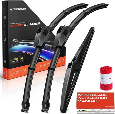 A-Premium Windshield Wiper Blades with Wear Indicator & Towel - Compatible with Buick Envision 2021 2022 2023 2024 - Front Rear Wipers Blade for 24"/20"/11", Hook/RL2 with rib Arm Connector, Pack of 3 in Saudi Arabia