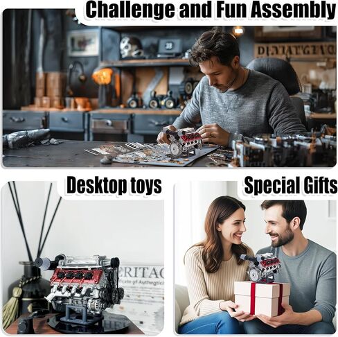 Wauvmoss Mini V8 Engine Kits That Runs, V8 Model Engine Kit Cison Engine MAD RC Engine Model Kits for Adults to Build, Plastic Model Suitable for Car AX90104 SCX10Ⅱ Capra VS4-10 Pro/Ultra (V8 I) in Saudi Arabia