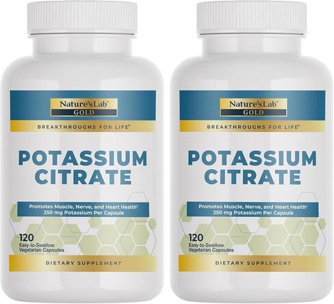 Nature's Lab Gold Potassium Citrate - Nerve, Muscle and Heart Health Support - 250mg Potassium Citrate - 120 Capsules (120 Day Supply) in Saudi Arabia