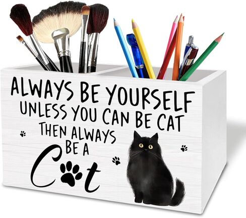 Panda Pen Holder for Desk, Inspirational Panda Wooden Box Sign Desk Decor for Home Office Decoration, Always Be Yourself Motivational Pencil Organizer, Pandas Lover Gifts in Kuwait