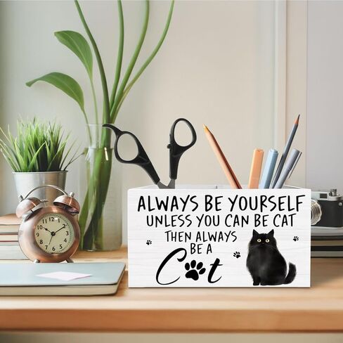 Panda Pen Holder for Desk, Inspirational Panda Wooden Box Sign Desk Decor for Home Office Decoration, Always Be Yourself Motivational Pencil Organizer, Pandas Lover Gifts in Kuwait