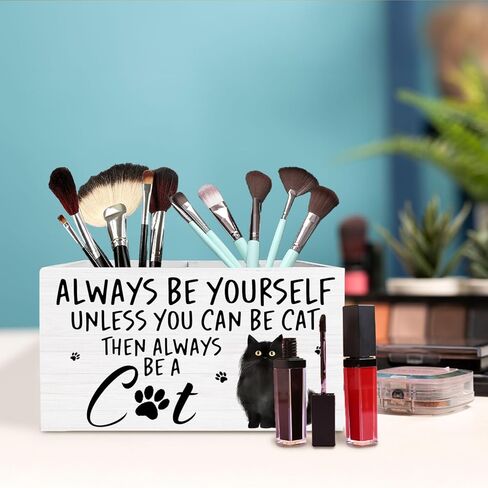 Panda Pen Holder for Desk, Inspirational Panda Wooden Box Sign Desk Decor for Home Office Decoration, Always Be Yourself Motivational Pencil Organizer, Pandas Lover Gifts in Kuwait