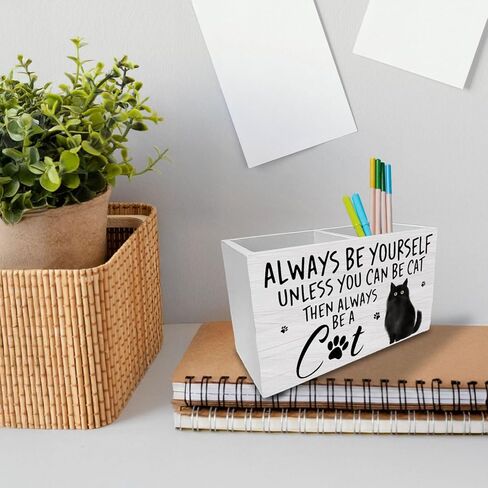 Panda Pen Holder for Desk, Inspirational Panda Wooden Box Sign Desk Decor for Home Office Decoration, Always Be Yourself Motivational Pencil Organizer, Pandas Lover Gifts in Kuwait