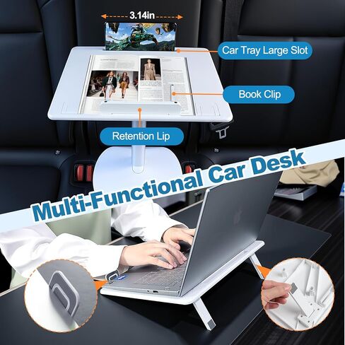 Car Desk for Laptop Passenger Seat- Adjustable Car Seat Tray Table for Work & Eating Universal Lap Desk for Front or Rear Seat in Saudi Arabia
