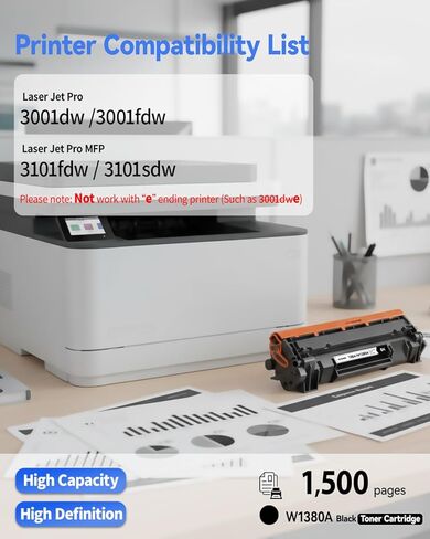 138A Toner Cartridge 2-Pack W1380A Black (with Latest Chip) – High-Capacity Replacement Compatible for HP Laser Jet Pro 3001dw 3001fdw MFP 3101fdw 3101sdw 3,000 Page Yield | 138A Monochrome in Saudi Arabia