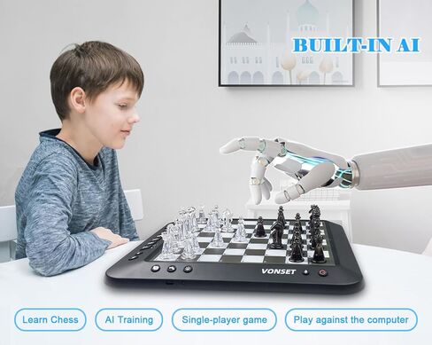 P6 Electronic Chess Board Chess Computer Talking Smart Chess Board Magnetic Electronic Chess Set with LED for Kids & Adults in Saudi Arabia