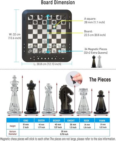 P6 Electronic Chess Board Chess Computer Talking Smart Chess Board Magnetic Electronic Chess Set with LED for Kids & Adults in Saudi Arabia