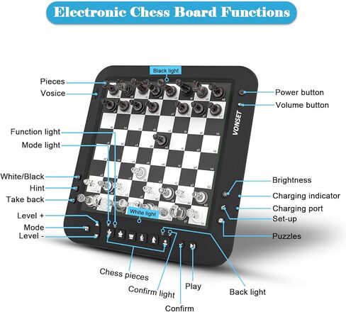 P6 Electronic Chess Board Chess Computer Talking Smart Chess Board Magnetic Electronic Chess Set with LED for Kids & Adults in Saudi Arabia