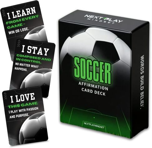 Soccer Affirmation Card Deck for Athletes – 52 Mental Performance Self-Talk Cards for Confidence, Focus & Game-Day Preparation – Motivational Gift for Teens, Players, or Coaches in Saudi Arabia