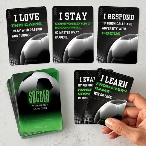 Soccer Affirmation Card Deck for Athletes – 52 Mental Performance Self-Talk Cards for Confidence, Focus & Game-Day Preparation – Motivational Gift for Teens, Players, or Coaches in Saudi Arabia