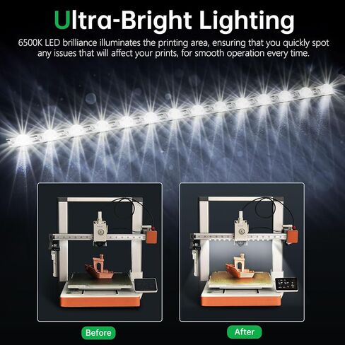شريط إضاءة LED BIQU Panda Lux متوافق مع طابعات Bambu-Lab P1P/P1S/X1C/X1E ثلاثية الأبعاد 5 فولت 0.3 أمبير، شريط إضاءة LED، تركيب مغناطيسي in Kuwait