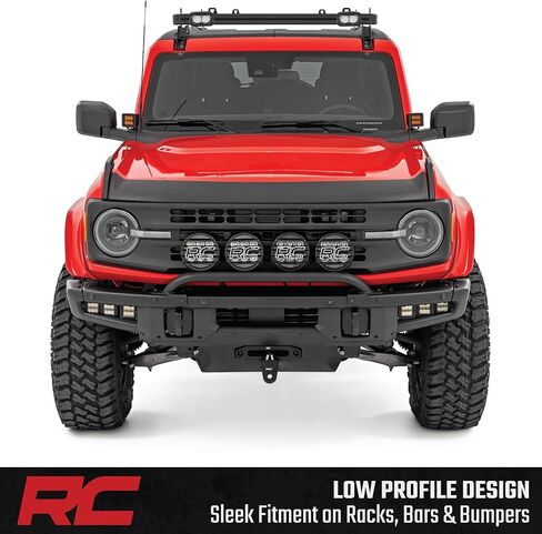 أغطية إضاءة LED مقاس 5 بوصات من Rough Country مع DRL كهرماني وأبيض - 8,000 لومن، مصابيح CREE LED بقدرة 40 وات، مصابيح للطرق الوعرة مع شعاع فيضان، مقاومة للماء IP67 (مجموعة من 2) in Saudi Arabia
