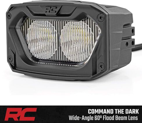 أغطية إضاءة LED مقاس 5 بوصات من Rough Country مع DRL كهرماني وأبيض - 8,000 لومن، مصابيح CREE LED بقدرة 40 وات، مصابيح للطرق الوعرة مع شعاع فيضان، مقاومة للماء IP67 (مجموعة من 2) in Saudi Arabia