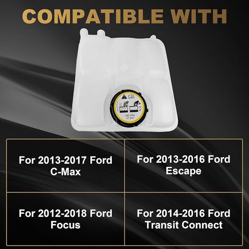 خزان خزان سائل التبريد من PartsFlow مع غطاء متوافق مع 2012-2018 Ford Focus 2013-2017 Ford C-Max 2013-2016 Ford Escape 2014-2016 Ford Transit Connect BE8Z8100A CV6Z8A080A 603-382 in Kuwait