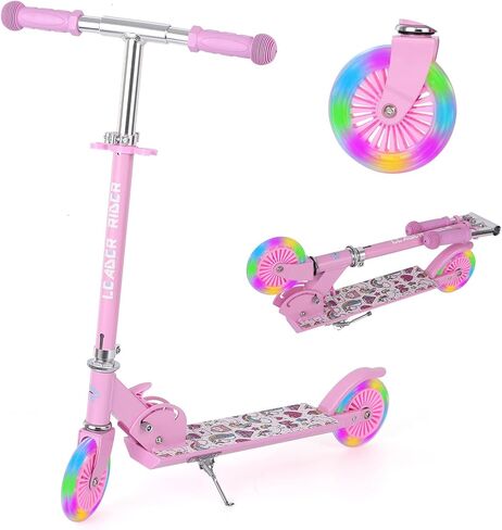 Kick Scooter - Collapsible Portable Kids Push Scooter - Lightweight Folding Design with High Visibility RGB Light Up LEDs on Wheels in Kuwait
