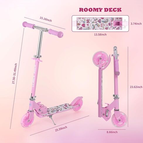 Kick Scooter - Collapsible Portable Kids Push Scooter - Lightweight Folding Design with High Visibility RGB Light Up LEDs on Wheels in Kuwait