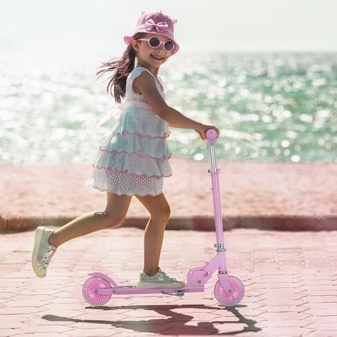 Kick Scooter - Collapsible Portable Kids Push Scooter - Lightweight Folding Design with High Visibility RGB Light Up LEDs on Wheels in Kuwait
