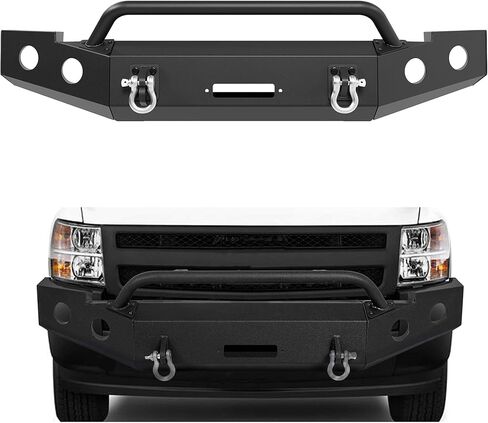 المصد الأمامي ECOTRIC متوافق مع 2007-2013 Chevy Silverado 1500 W/Push Bar 3-Piece Modular -2 حزم in Kuwait