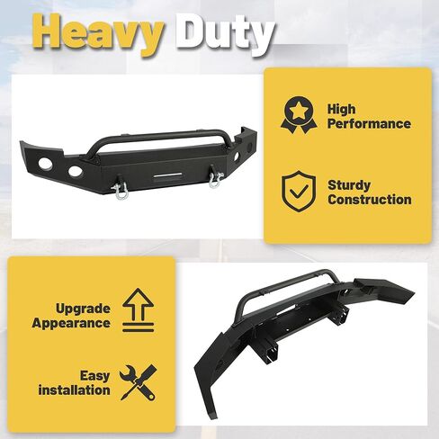 المصد الأمامي ECOTRIC متوافق مع 2007-2013 Chevy Silverado 1500 W/Push Bar 3-Piece Modular -2 حزم in Kuwait