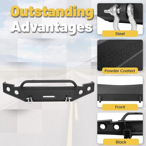 المصد الأمامي ECOTRIC متوافق مع 2007-2013 Chevy Silverado 1500 W/Push Bar 3-Piece Modular -2 حزم in Kuwait