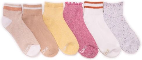 MUK LUKS Women's 6 Pack Dream Step Mini Crew Socks, Pink Sunrise, OS in Saudi Arabia