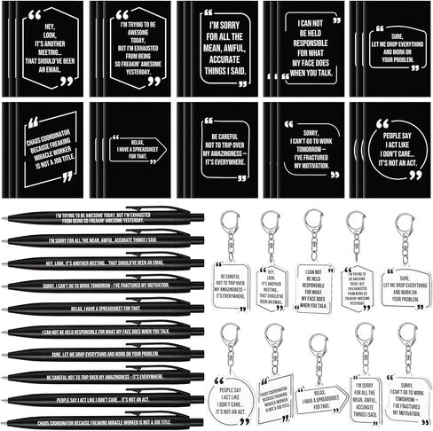 Tenceur 30 Sets Funny Sarcastic Notebooks Snarky Ballpoint Pens and Keychains with Sarcastic Saying Funny Employee Appreciation Gifts for Coworker Staff Team Colleague Nurse Teacher Office in Saudi Arabia