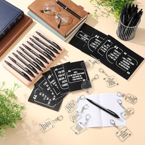 Tenceur 30 Sets Funny Sarcastic Notebooks Snarky Ballpoint Pens and Keychains with Sarcastic Saying Funny Employee Appreciation Gifts for Coworker Staff Team Colleague Nurse Teacher Office in Saudi Arabia