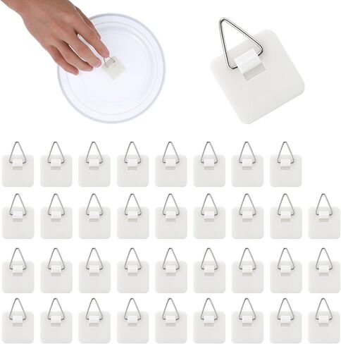 35PCS Adhesive Picture Hangers Picture Hanging Hooks Without Nails Plate Wall Hangers for Display Adhesive Pictures Hooks for Photo Frame Plates and Wall Art - 1.26in in Saudi Arabia