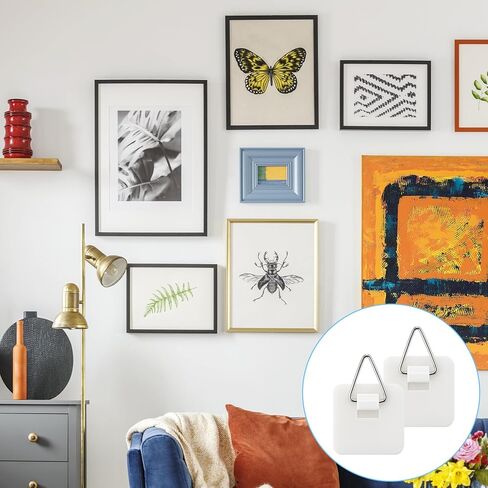 35PCS Adhesive Picture Hangers Picture Hanging Hooks Without Nails Plate Wall Hangers for Display Adhesive Pictures Hooks for Photo Frame Plates and Wall Art - 1.26in in Saudi Arabia